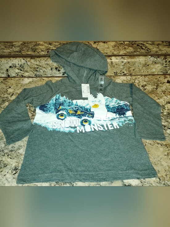 Carter's Other - Carter's 3t Gray Snow Monster Hooded Tee with Blue Accents Nwt